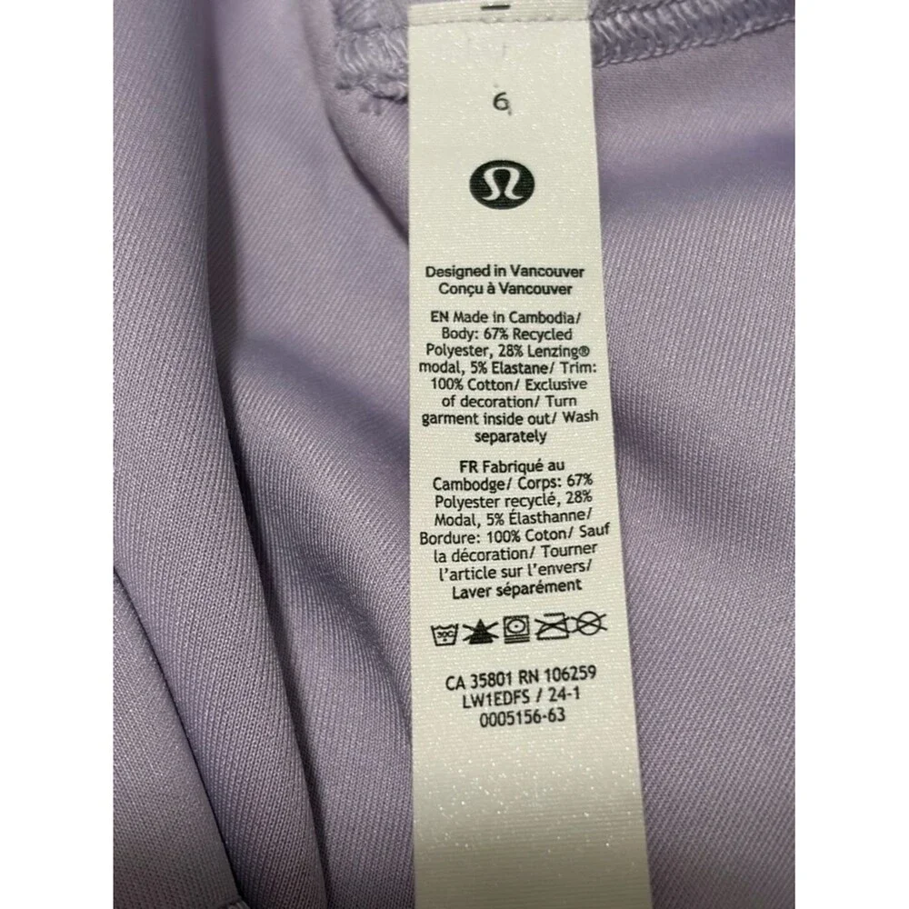 Lululemon Ribbed Softstreme Cropped Tank Top Lilac Ether Size 6 EUC